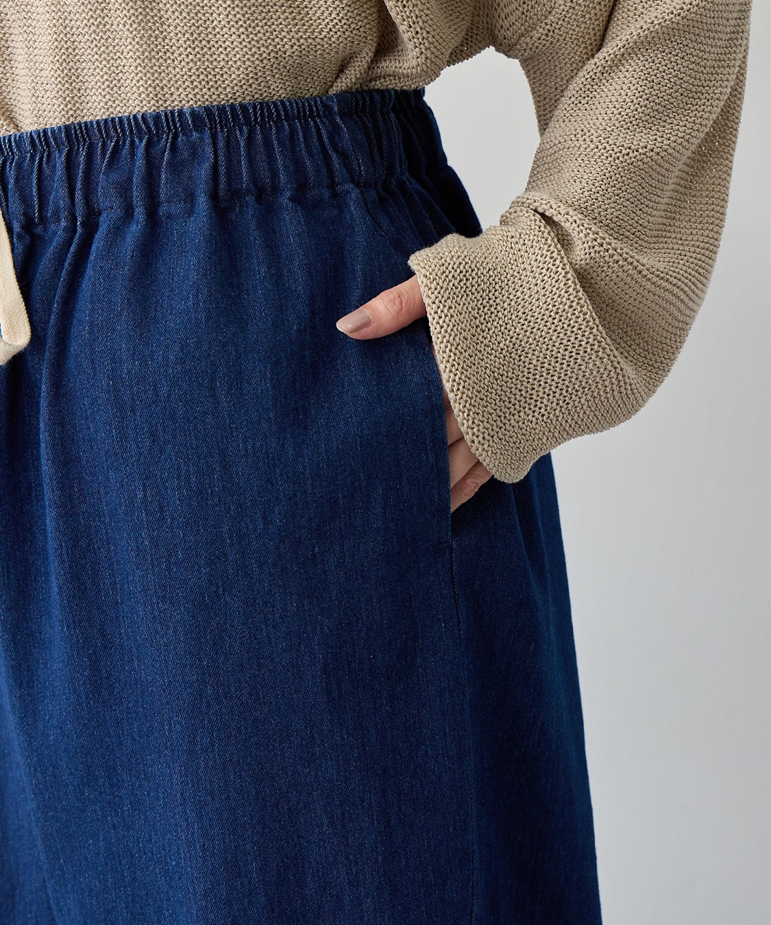 anyfee 【anyfee/大きいサイズ】ウエスト紐イージーデニムワイドパンツ《低身長サイズ有》_sub_12