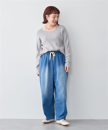 Life Style by cross marche 【anyfee/大きいサイズ】ウエスト紐イージーデニムワイドパンツ《低身長サイズ有》_subthumb_14
