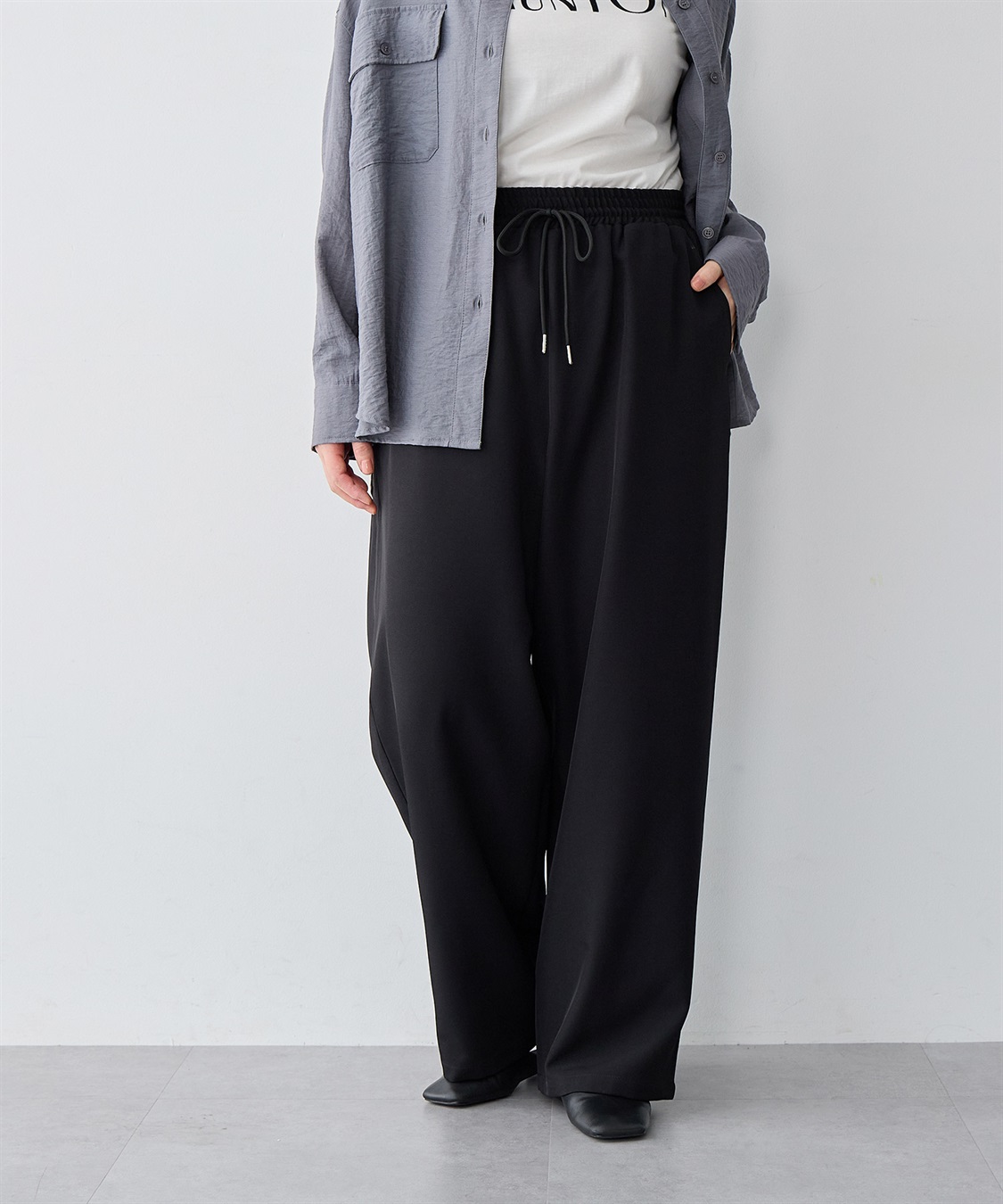 anyfee 【anyfee/大きいサイズ】とろみツイルイージーパンツ《低身長サイズ有》_sub_2