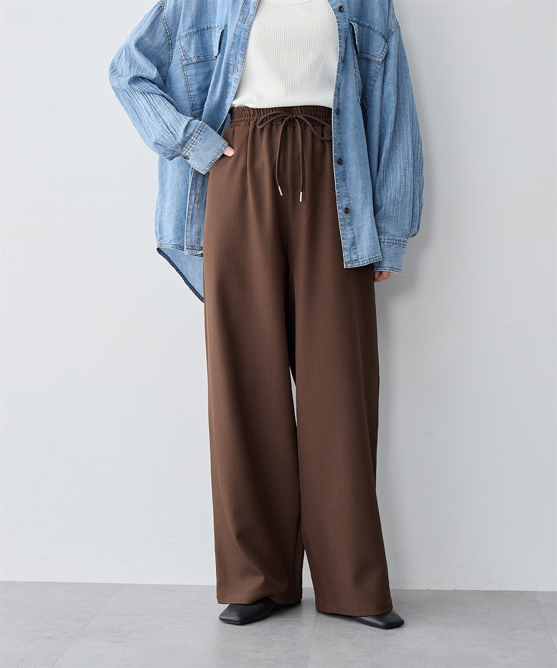 anyfee 【anyfee/大きいサイズ】とろみツイルイージーパンツ《低身長サイズ有》_sub_5