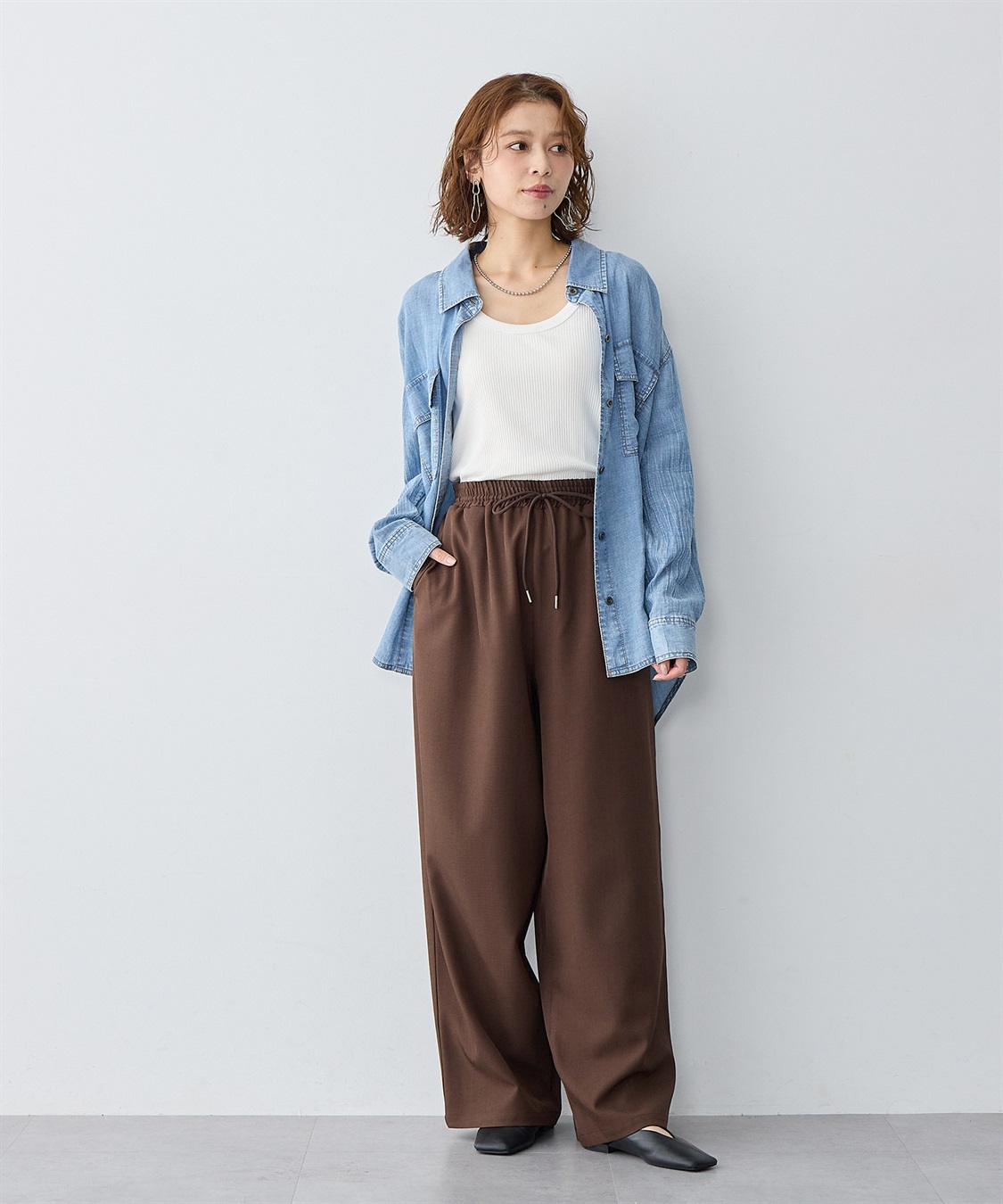 anyfee 【anyfee/大きいサイズ】とろみツイルイージーパンツ《低身長サイズ有》_sub_6