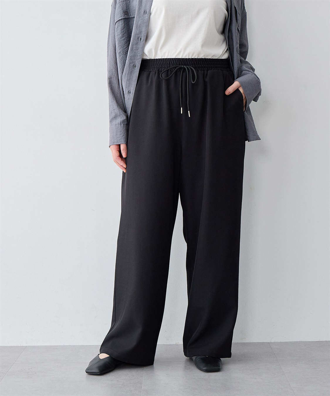 anyfee 【anyfee/大きいサイズ】とろみツイルイージーパンツ《低身長サイズ有》_sub_14