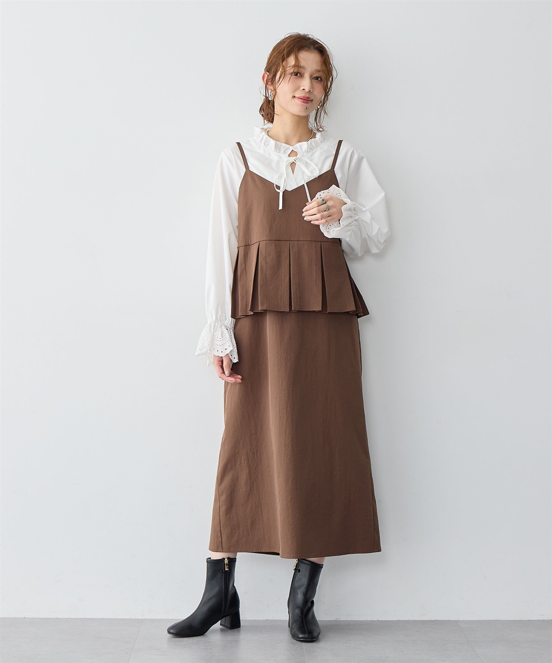 anyfee 【anyfee/大きいサイズ】ペプラムキャミワンピース_sub_1