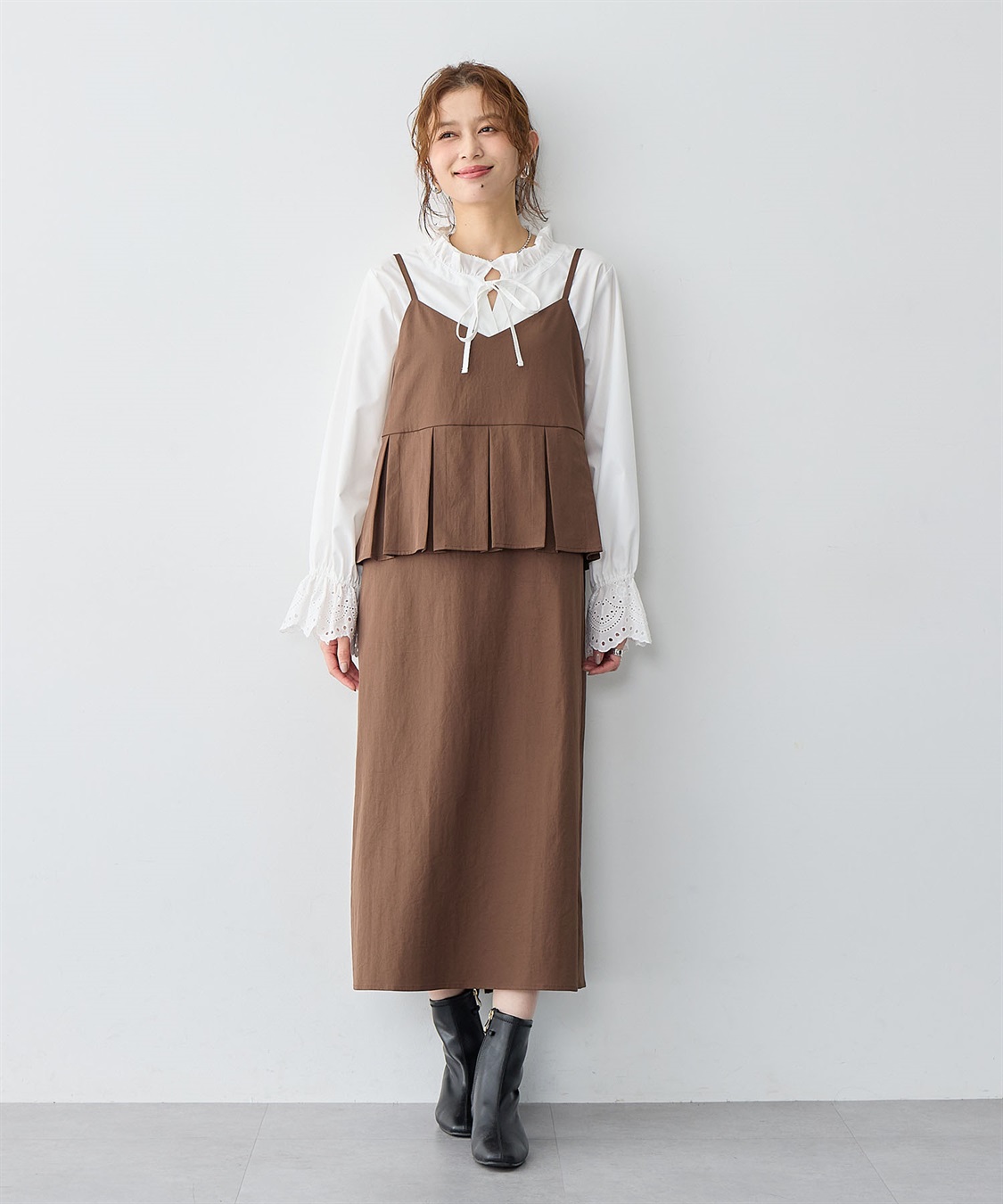 anyfee 【anyfee/大きいサイズ】ペプラムキャミワンピース_sub_2