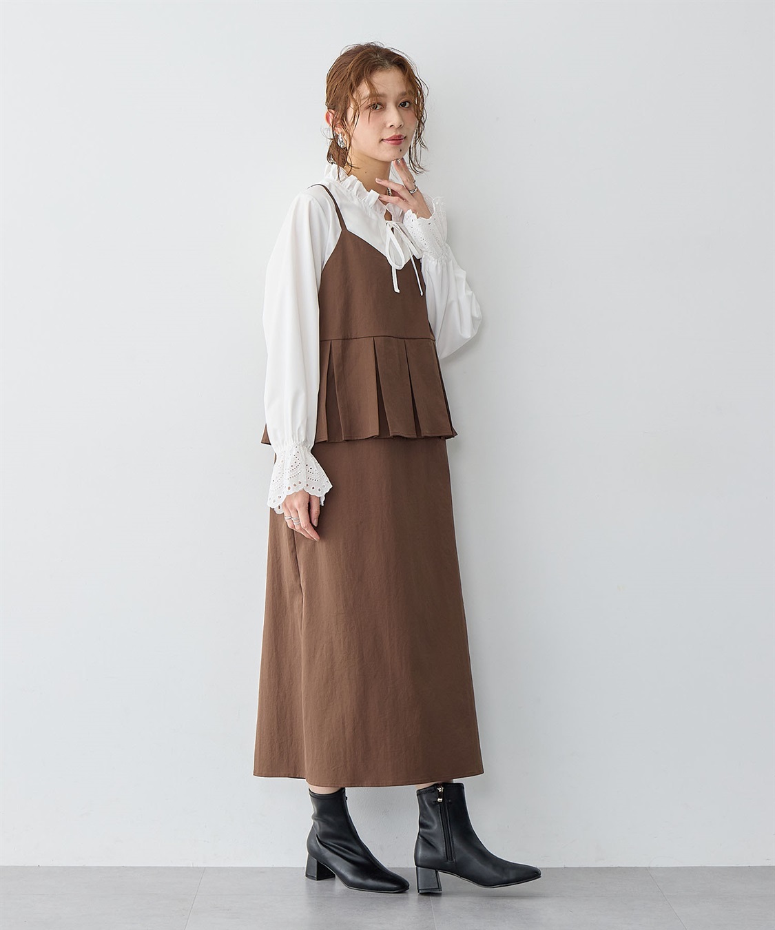 anyfee 【anyfee/大きいサイズ】ペプラムキャミワンピース_sub_3