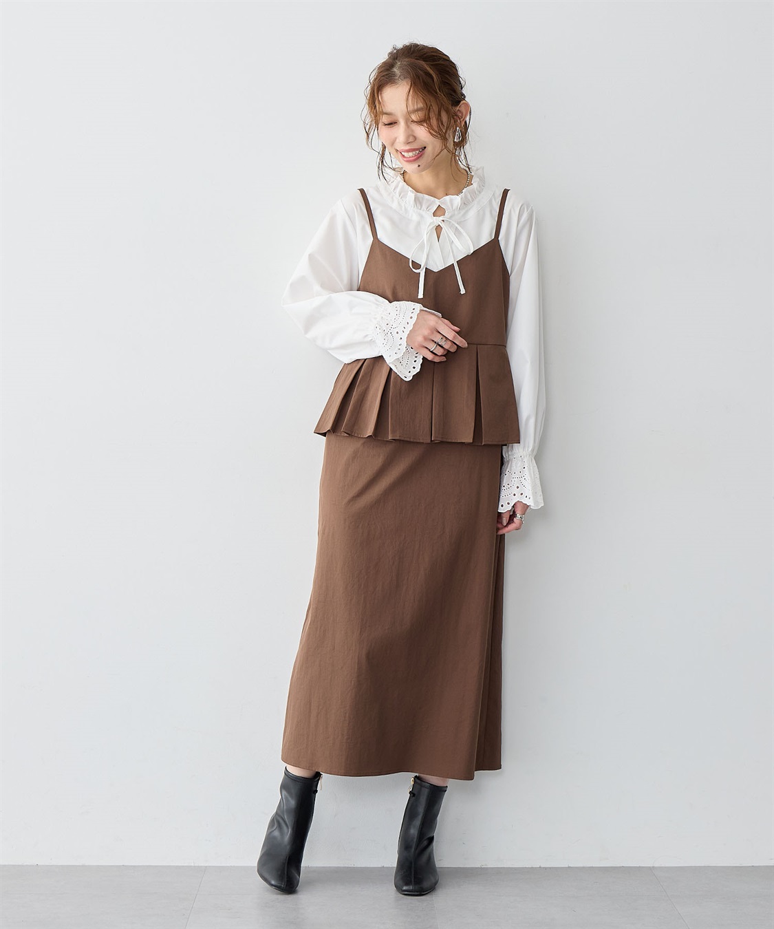 anyfee 【anyfee/大きいサイズ】ペプラムキャミワンピース_sub_4