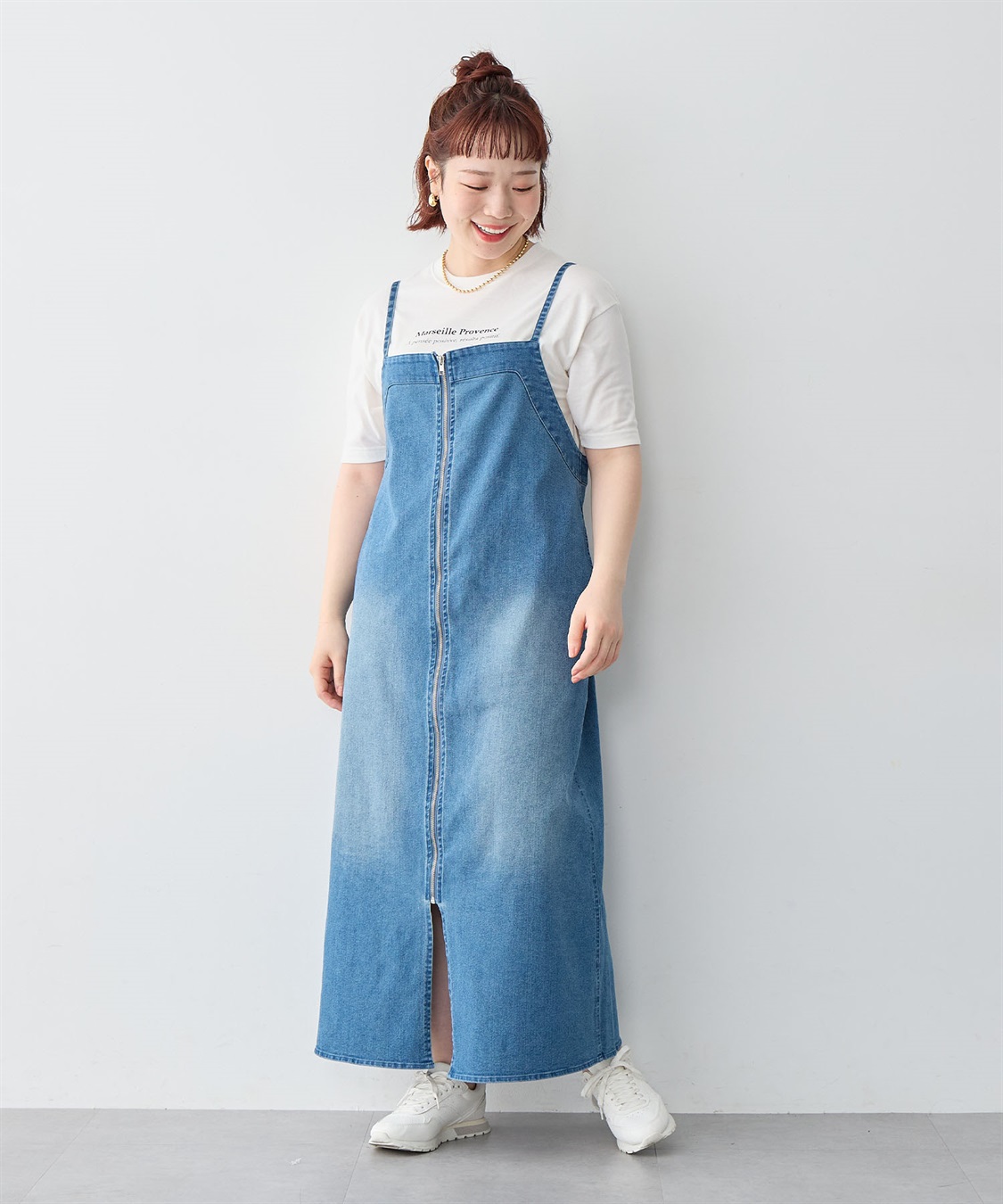BAPE Ladies Sサイズ　デニムワンピース 小さいサイズ 綿100％配色ステッチデニムワンピース 低身長さん