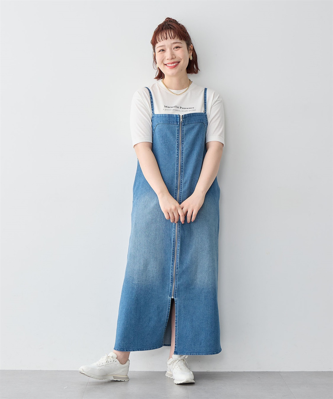 anyfee 【anyfee/大きいサイズ】フロントジップデニムキャミワンピース/ジャンパースカート_sub_6