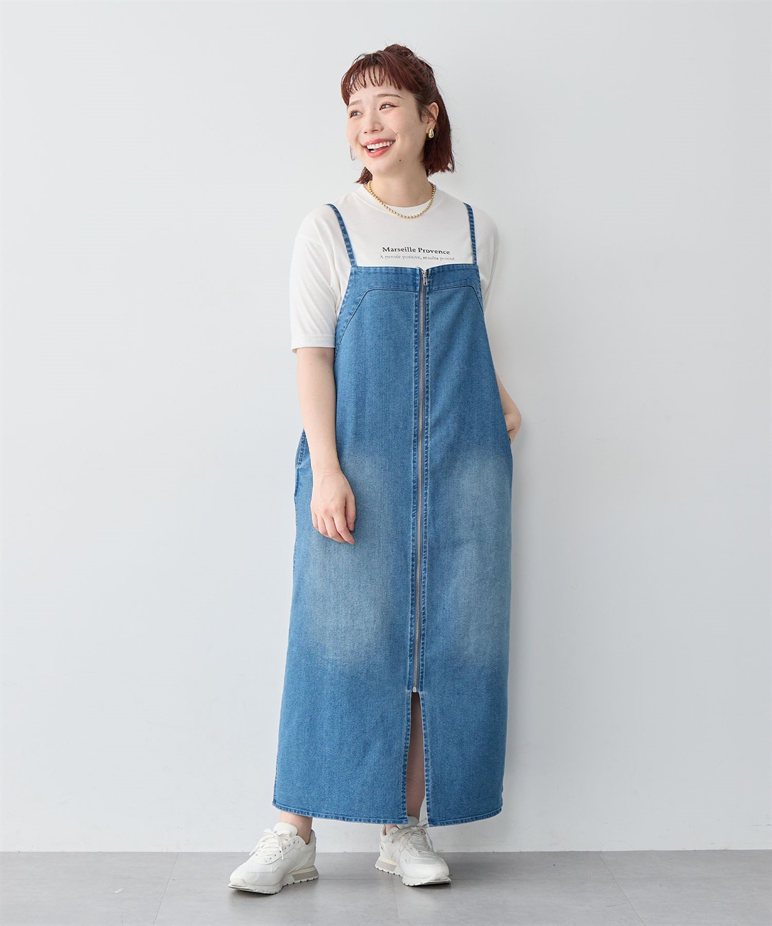 anyfee 【anyfee/大きいサイズ】フロントジップデニムキャミワンピース/ジャンパースカート_sub_10