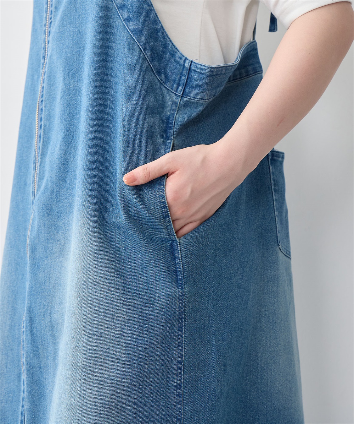 anyfee 【anyfee/大きいサイズ】フロントジップデニムキャミワンピース/ジャンパースカート_sub_16
