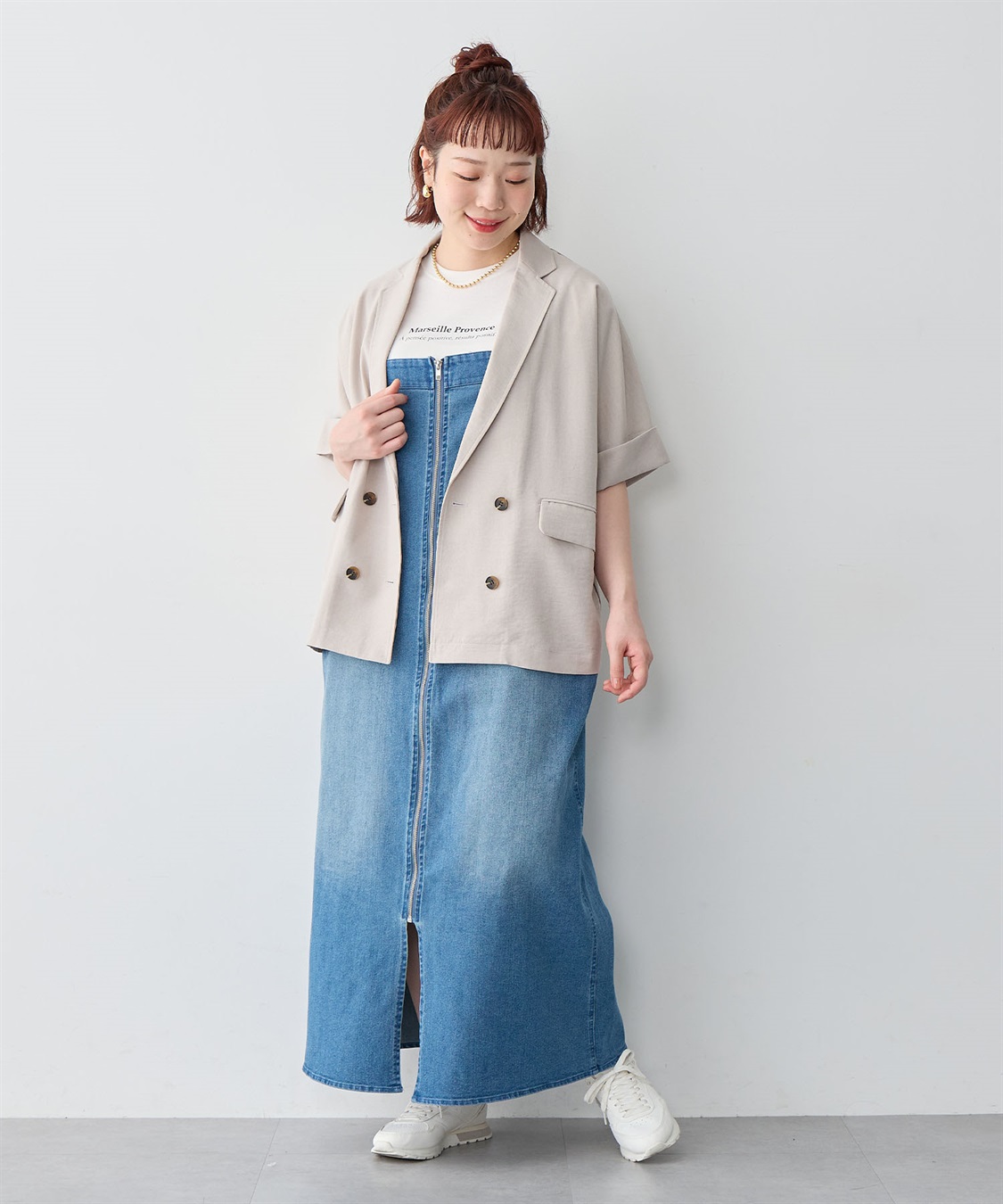 anyfee 【anyfee/大きいサイズ】フロントジップデニムキャミワンピース/ジャンパースカート_sub_19