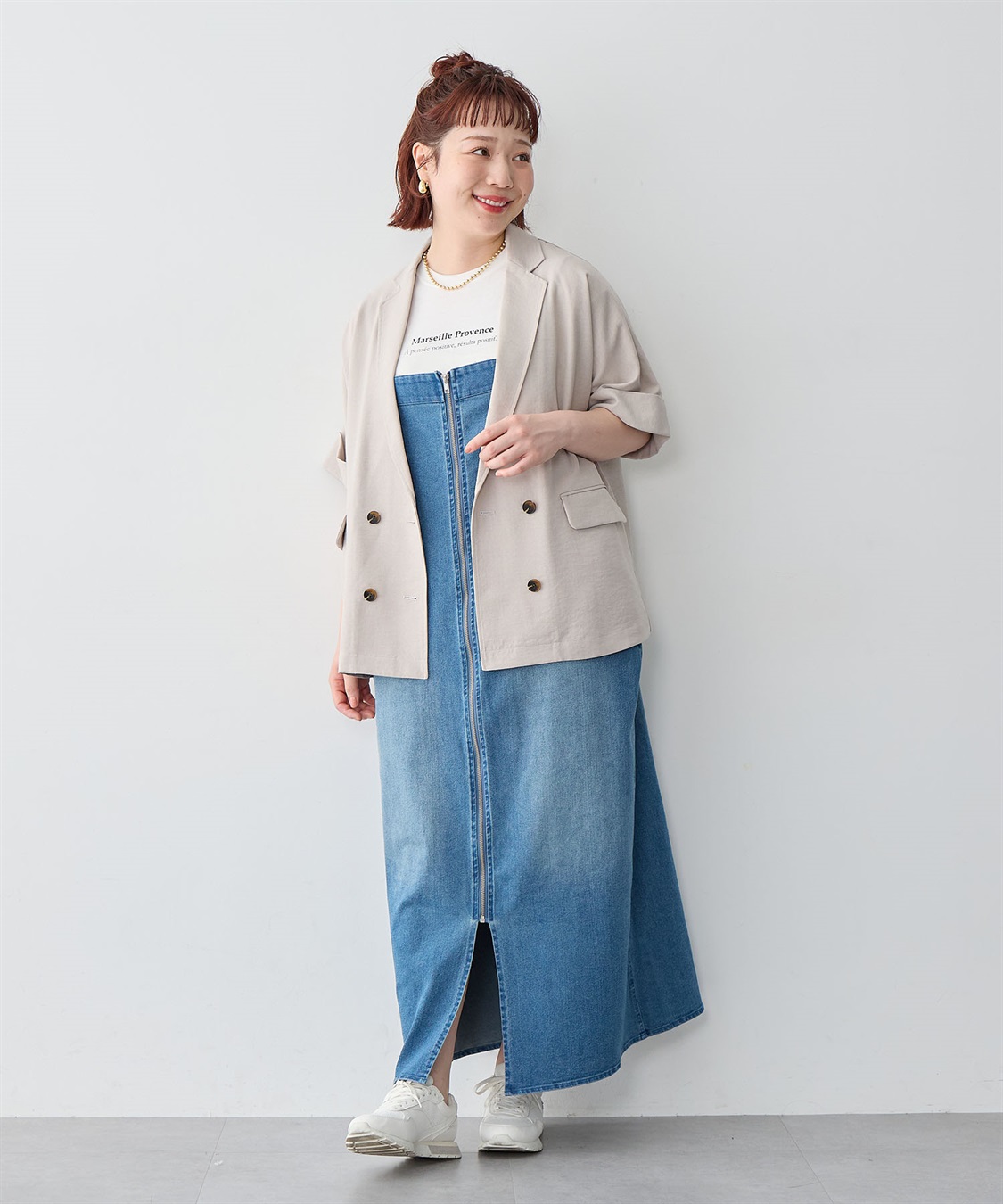 anyfee 【anyfee/大きいサイズ】フロントジップデニムキャミワンピース/ジャンパースカート_sub_20