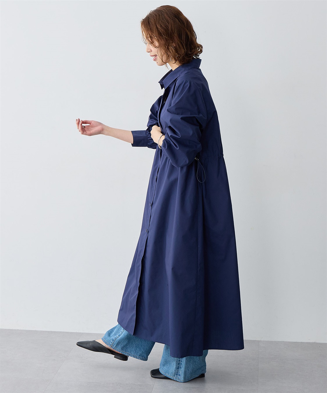 anyfee 【anyfee/大きいサイズ】ウエストドロストブロードシャツワンピース_sub_7