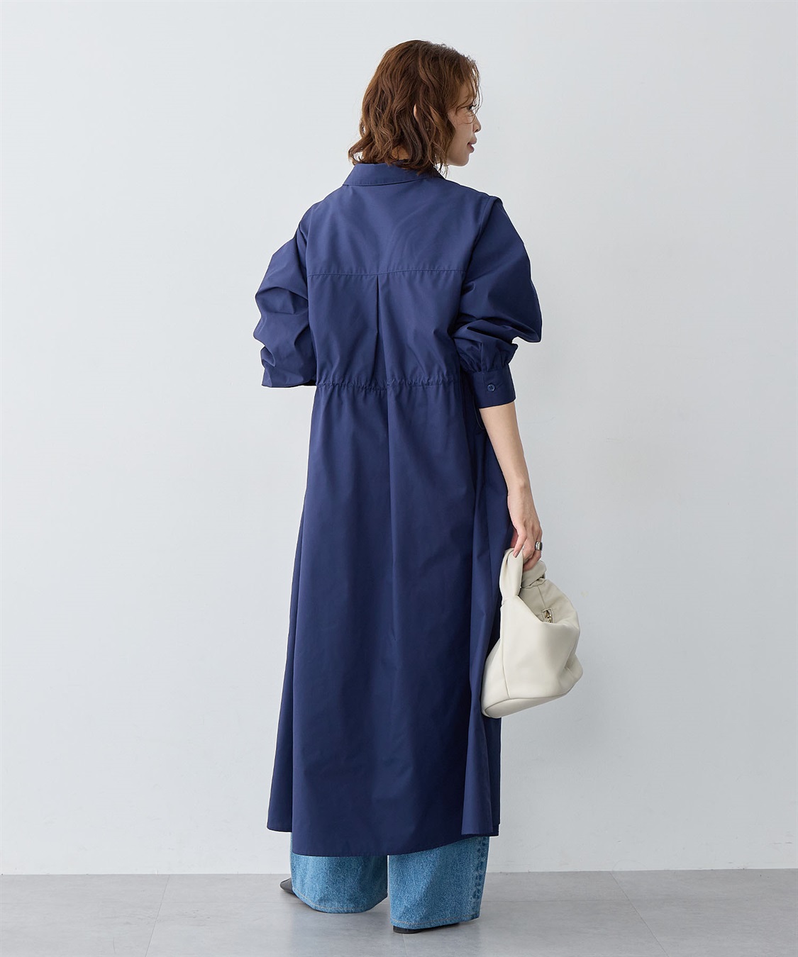 anyfee 【anyfee/大きいサイズ】ウエストドロストブロードシャツワンピース_sub_8