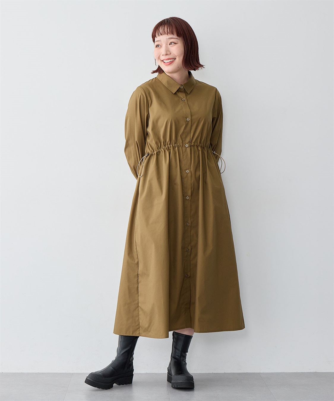 anyfee 【anyfee/大きいサイズ】ウエストドロストブロードシャツワンピース_sub_11