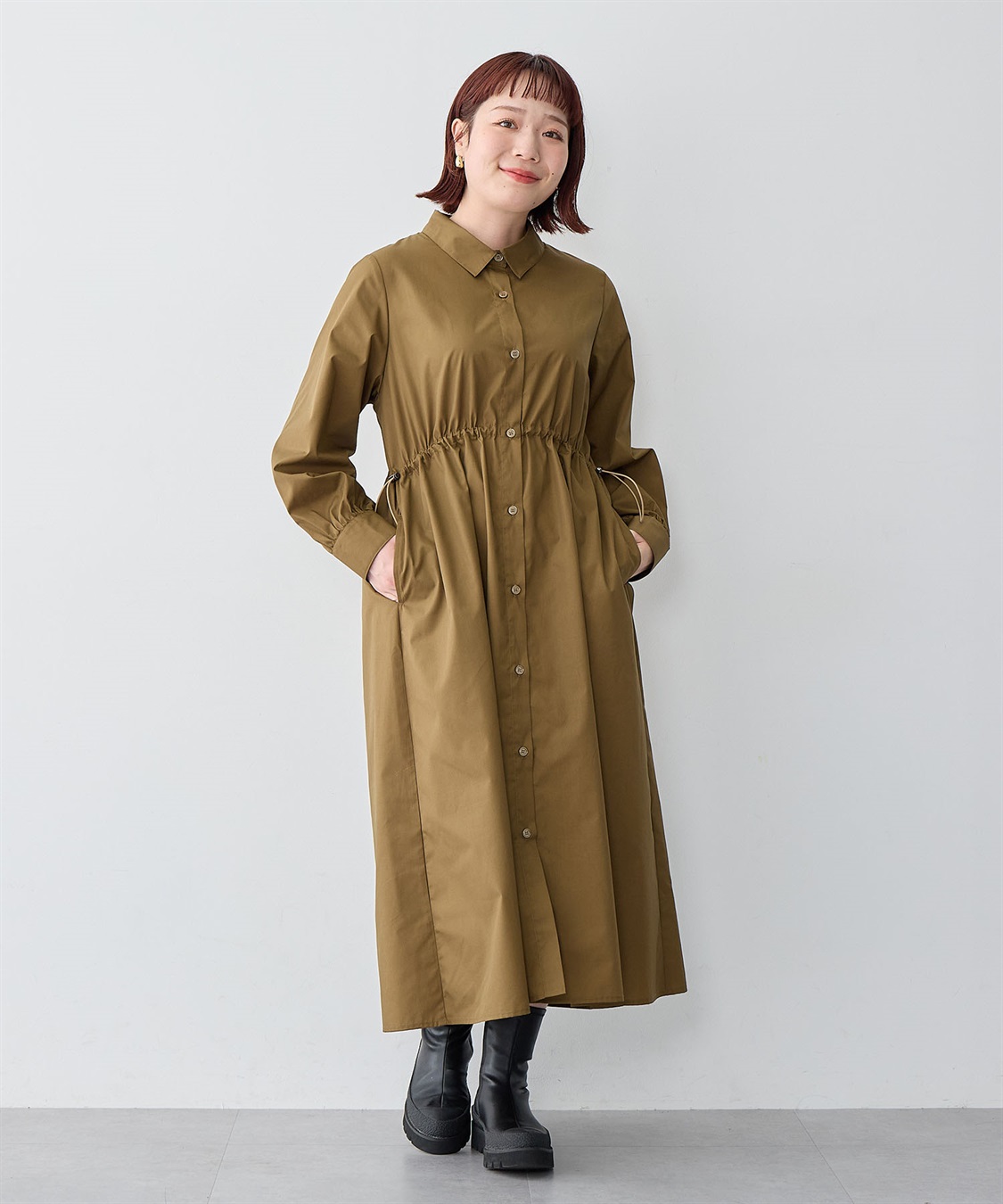 anyfee 【anyfee/大きいサイズ】ウエストドロストブロードシャツワンピース_sub_13