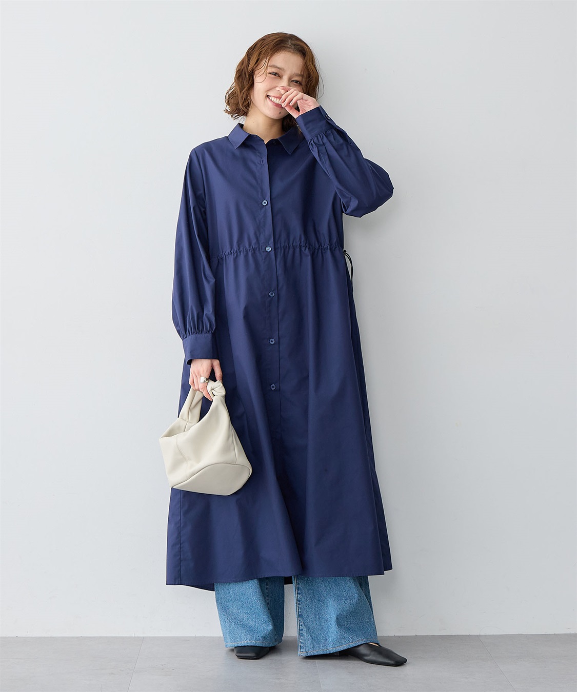 anyfee 【anyfee/大きいサイズ】ウエストドロストブロードシャツワンピース_sub_16