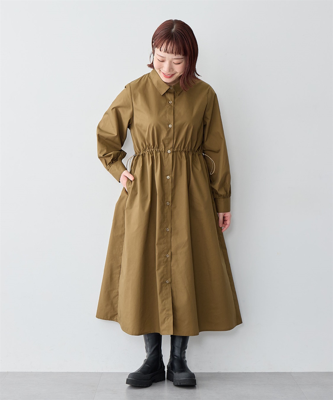 anyfee 【anyfee/大きいサイズ】ウエストドロストブロードシャツワンピース_sub_20