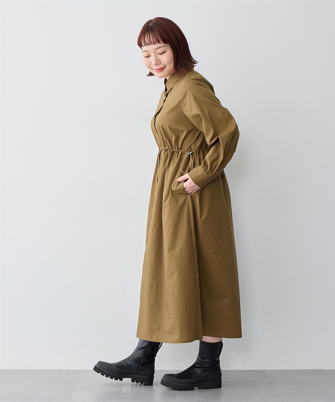 anyfee 【anyfee/大きいサイズ】ウエストドロストブロードシャツワンピース_sub_21