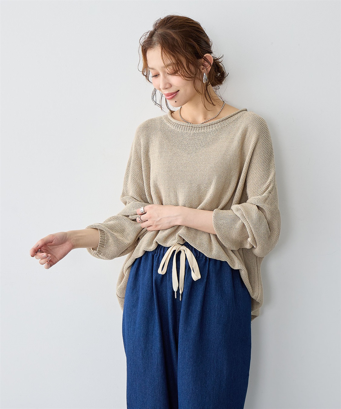 Life Style by cross marche 【anyfee/大きいサイズ】リネンライクルーズニットプルオーバー_sub_2