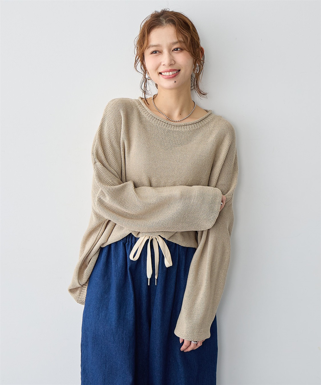 Life Style by cross marche 【anyfee/大きいサイズ】リネンライクルーズニットプルオーバー_sub_3