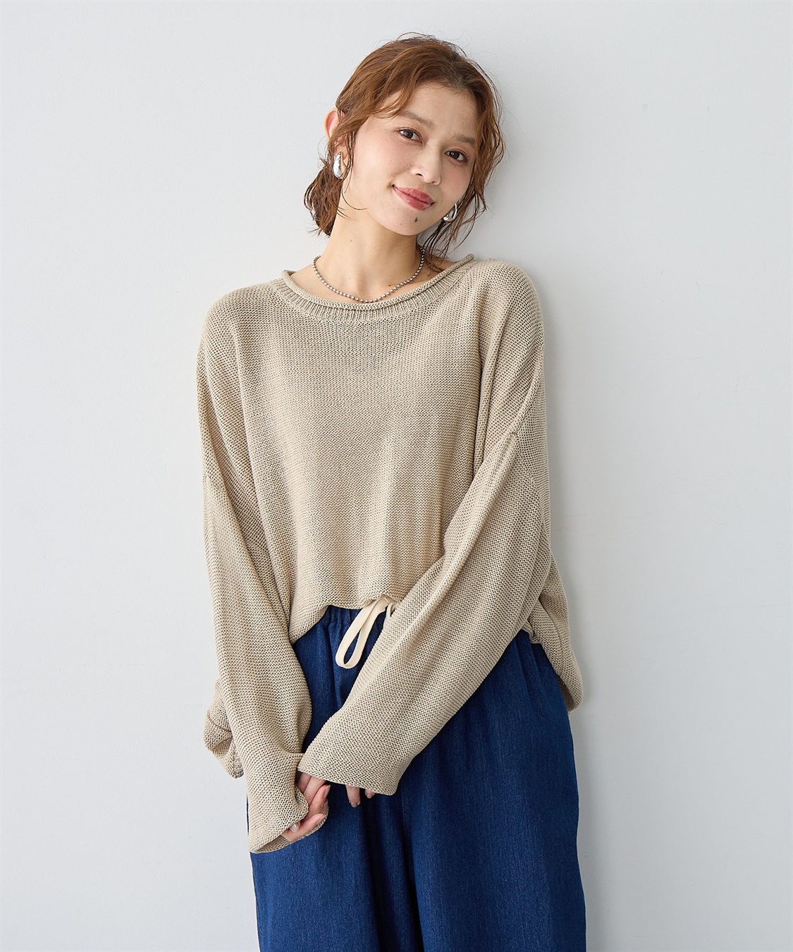 Life Style by cross marche 【anyfee/大きいサイズ】リネンライクルーズニットプルオーバー_sub_6