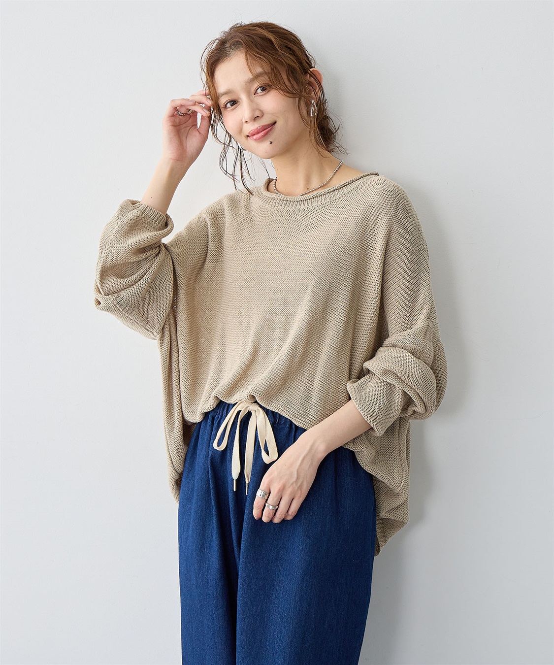 Life Style by cross marche 【anyfee/大きいサイズ】リネンライクルーズニットプルオーバー_sub_7