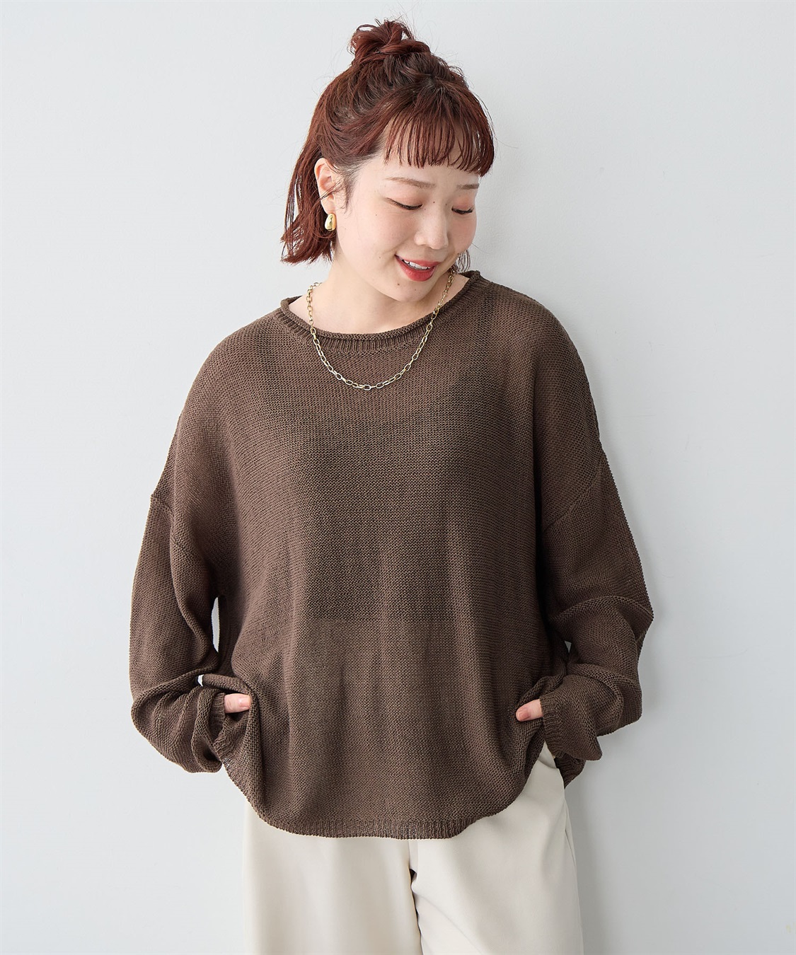 Life Style by cross marche 【anyfee/大きいサイズ】リネンライクルーズニットプルオーバー_sub_16