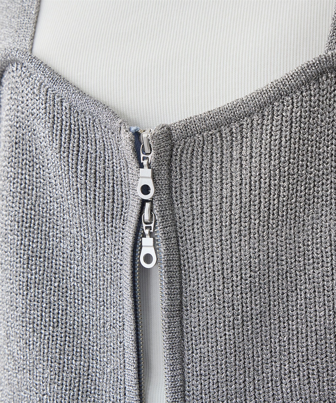 Life Style by cross marche 【anyfee/大きいサイズ】フロントWジップラメニットビスチェ_sub_11