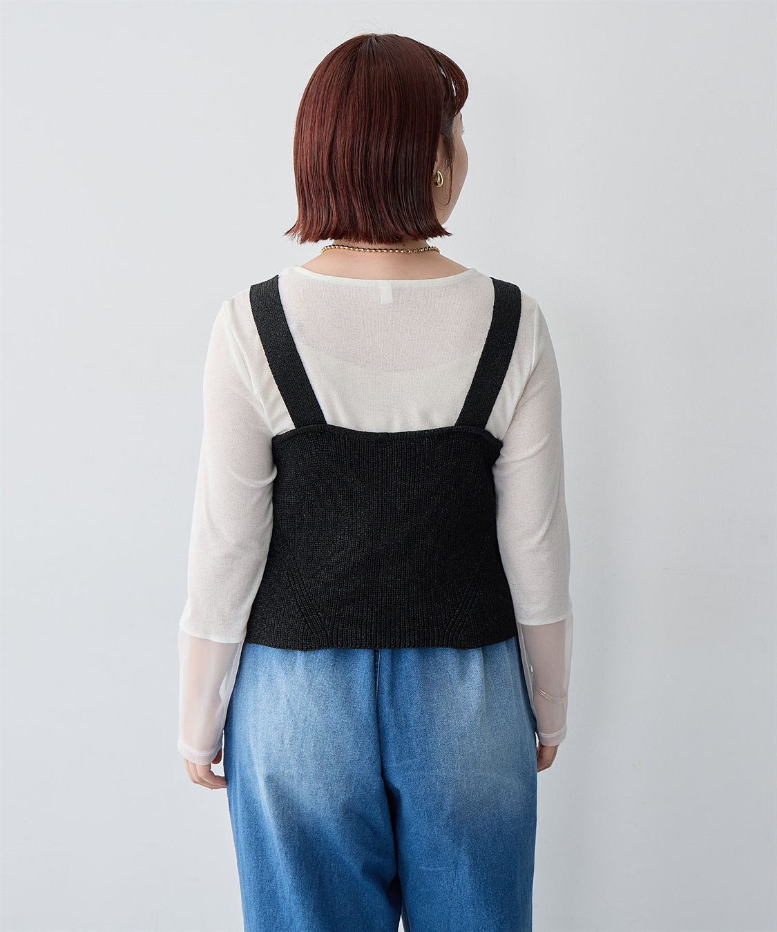 Life Style by cross marche 【anyfee/大きいサイズ】フロントWジップラメニットビスチェ_sub_18