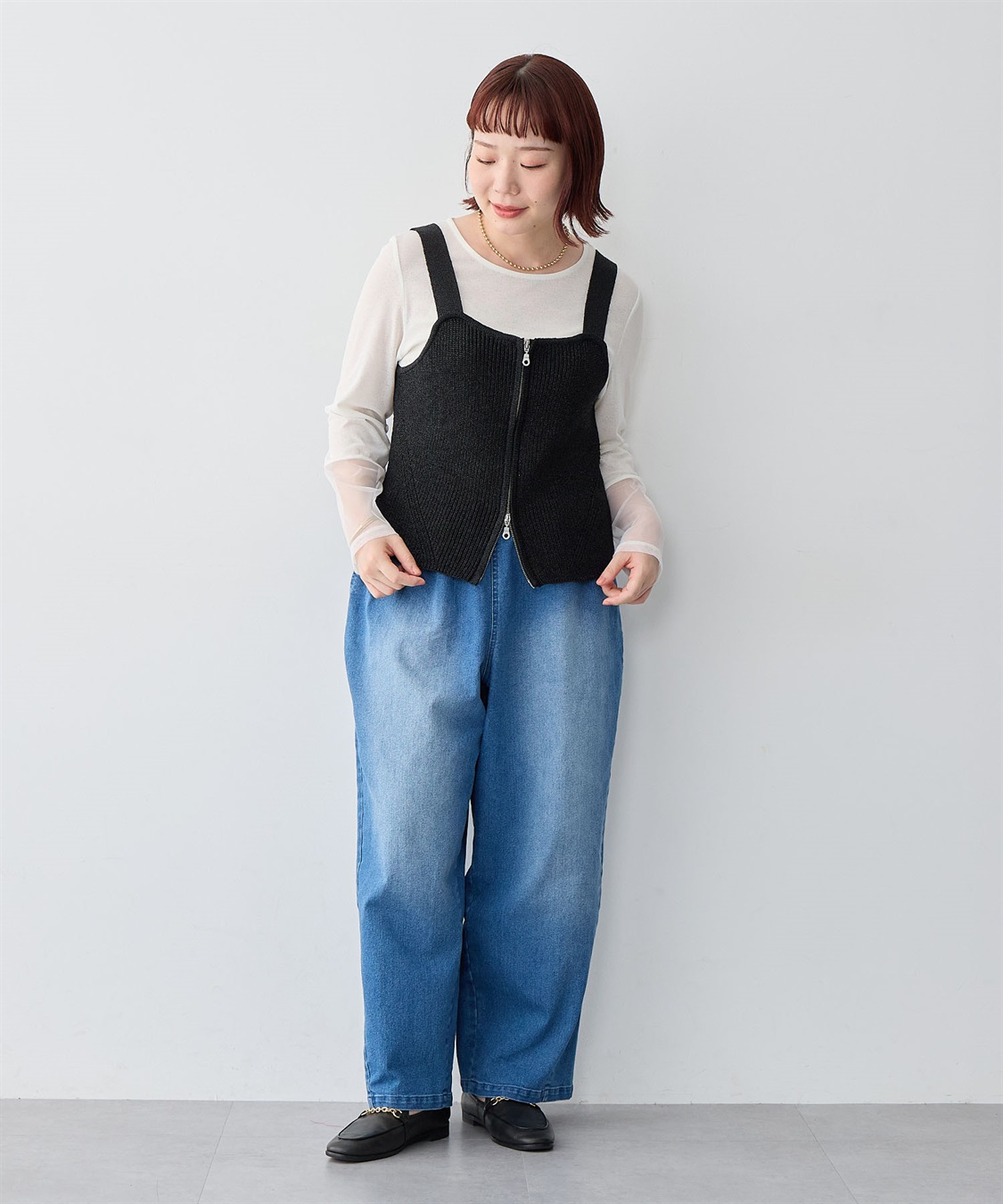 Life Style by cross marche 【anyfee/大きいサイズ】フロントWジップラメニットビスチェ_sub_19