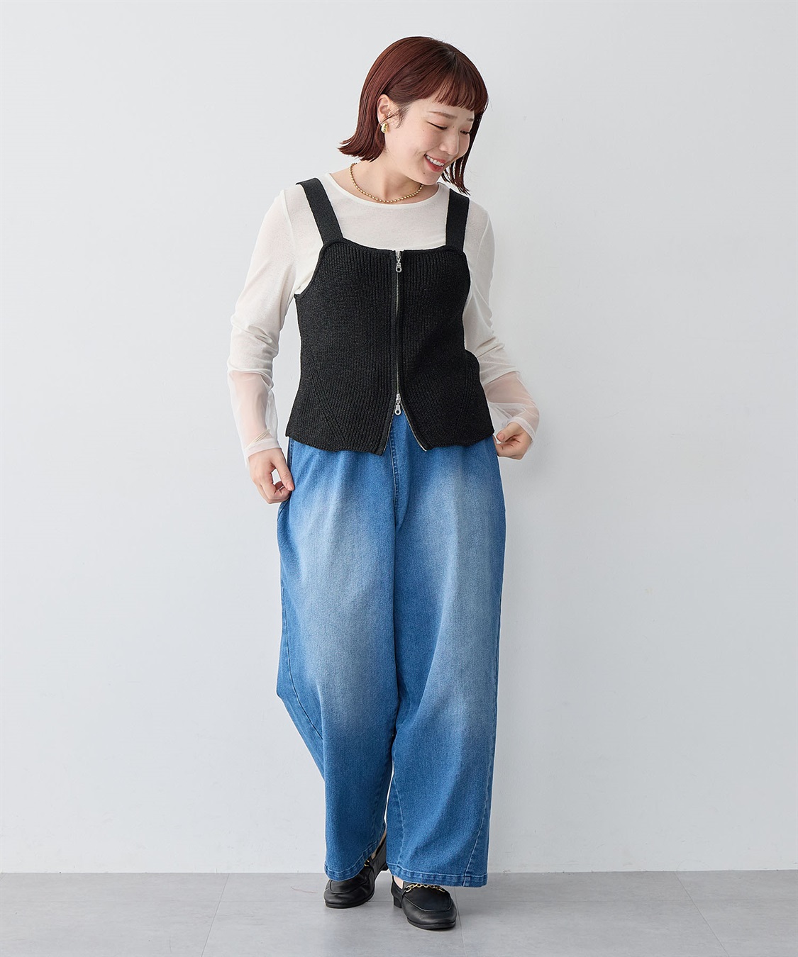 Life Style by cross marche 【anyfee/大きいサイズ】フロントWジップラメニットビスチェ_sub_21