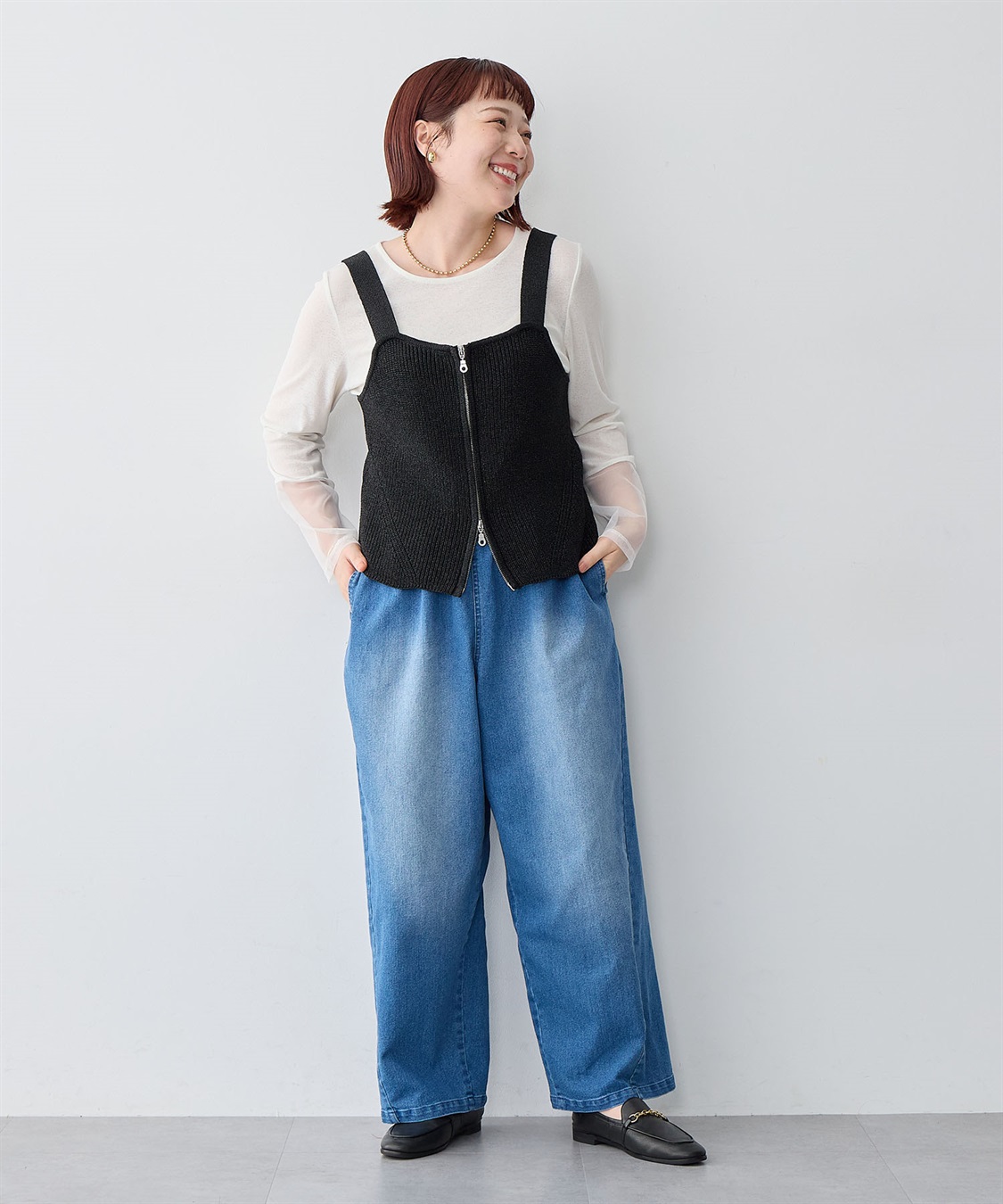 Life Style by cross marche 【anyfee/大きいサイズ】フロントWジップラメニットビスチェ_sub_22