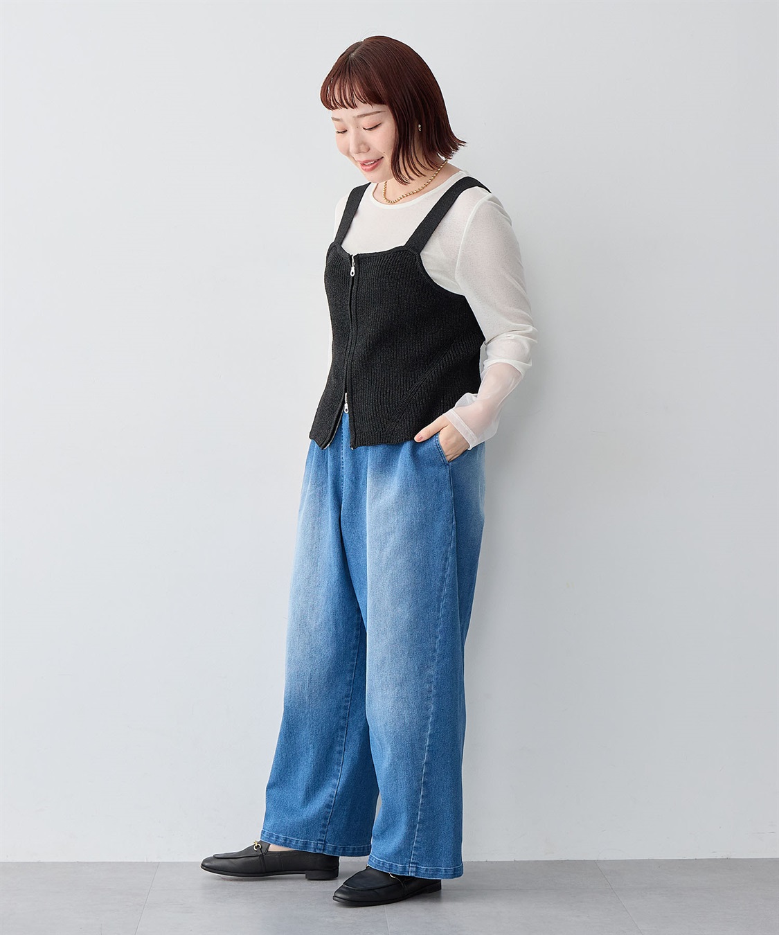 Life Style by cross marche 【anyfee/大きいサイズ】フロントWジップラメニットビスチェ_sub_23