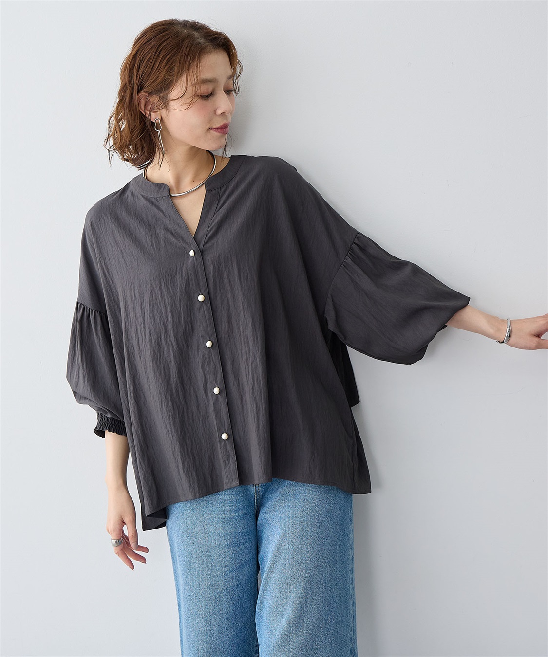 anyfee 【anyfee/大きいサイズ】バックデザインティアードフリルブラウス_sub_4