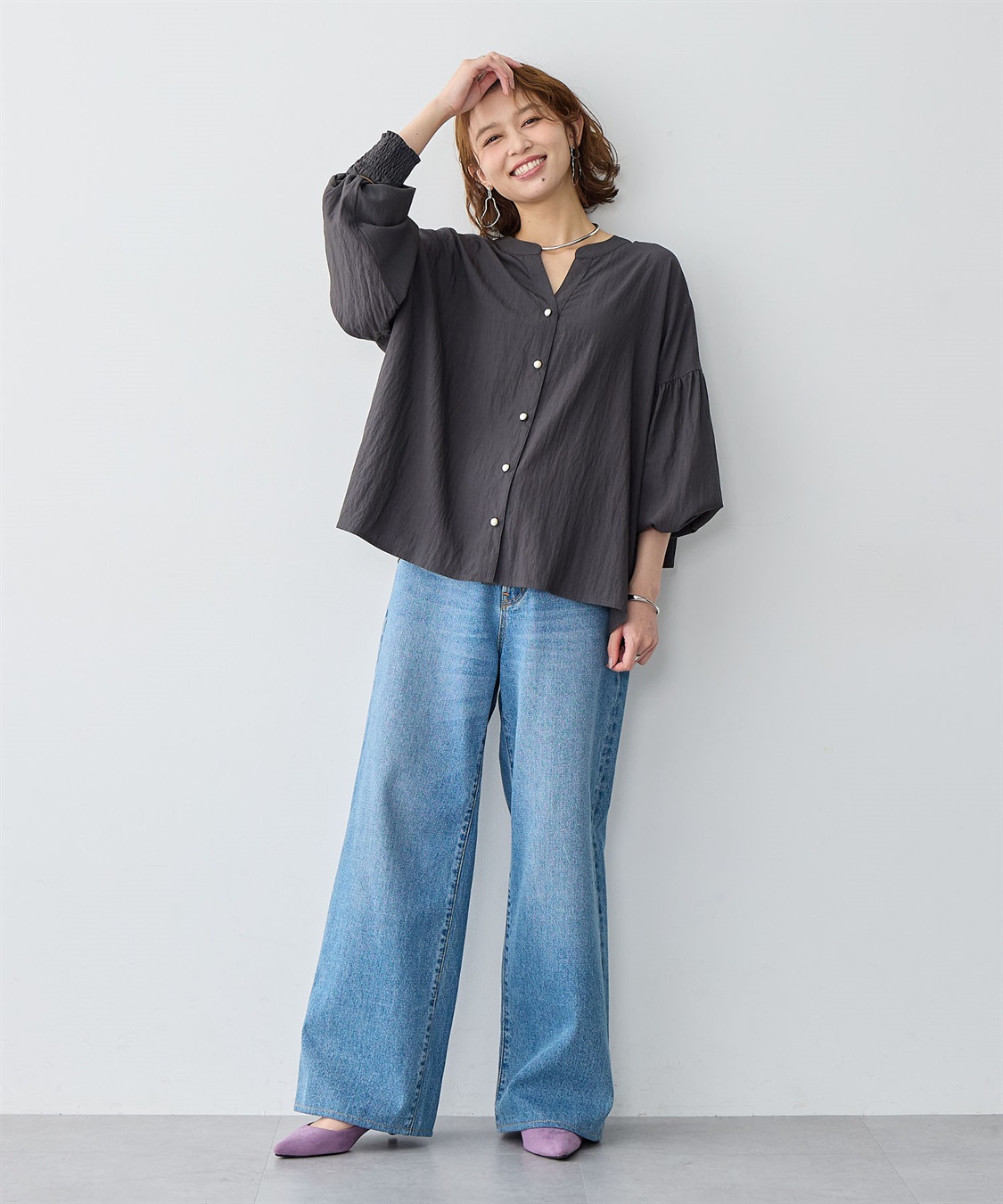 anyfee 【anyfee/大きいサイズ】バックデザインティアードフリルブラウス_sub_5