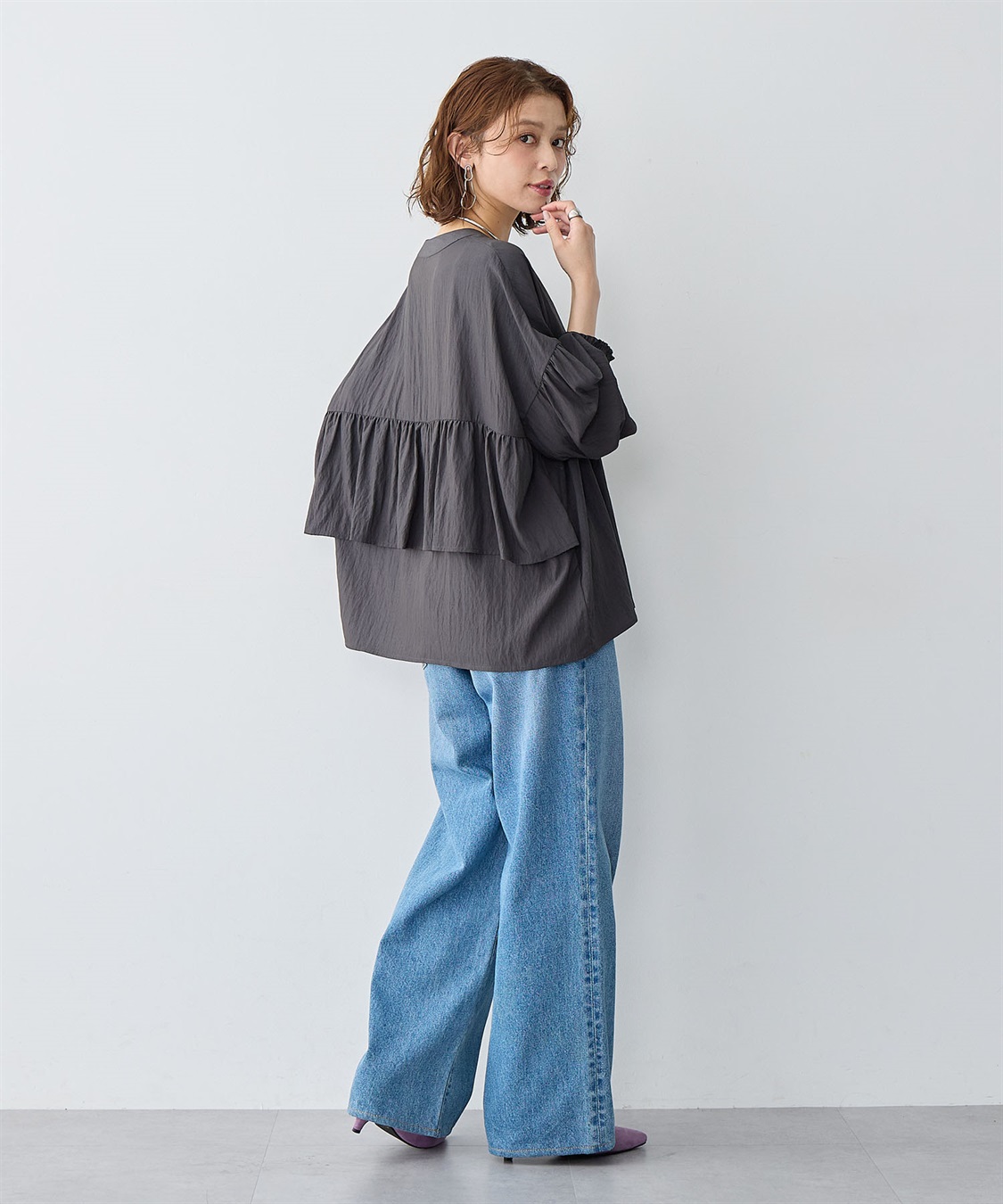 anyfee 【anyfee/大きいサイズ】バックデザインティアードフリルブラウス_sub_6