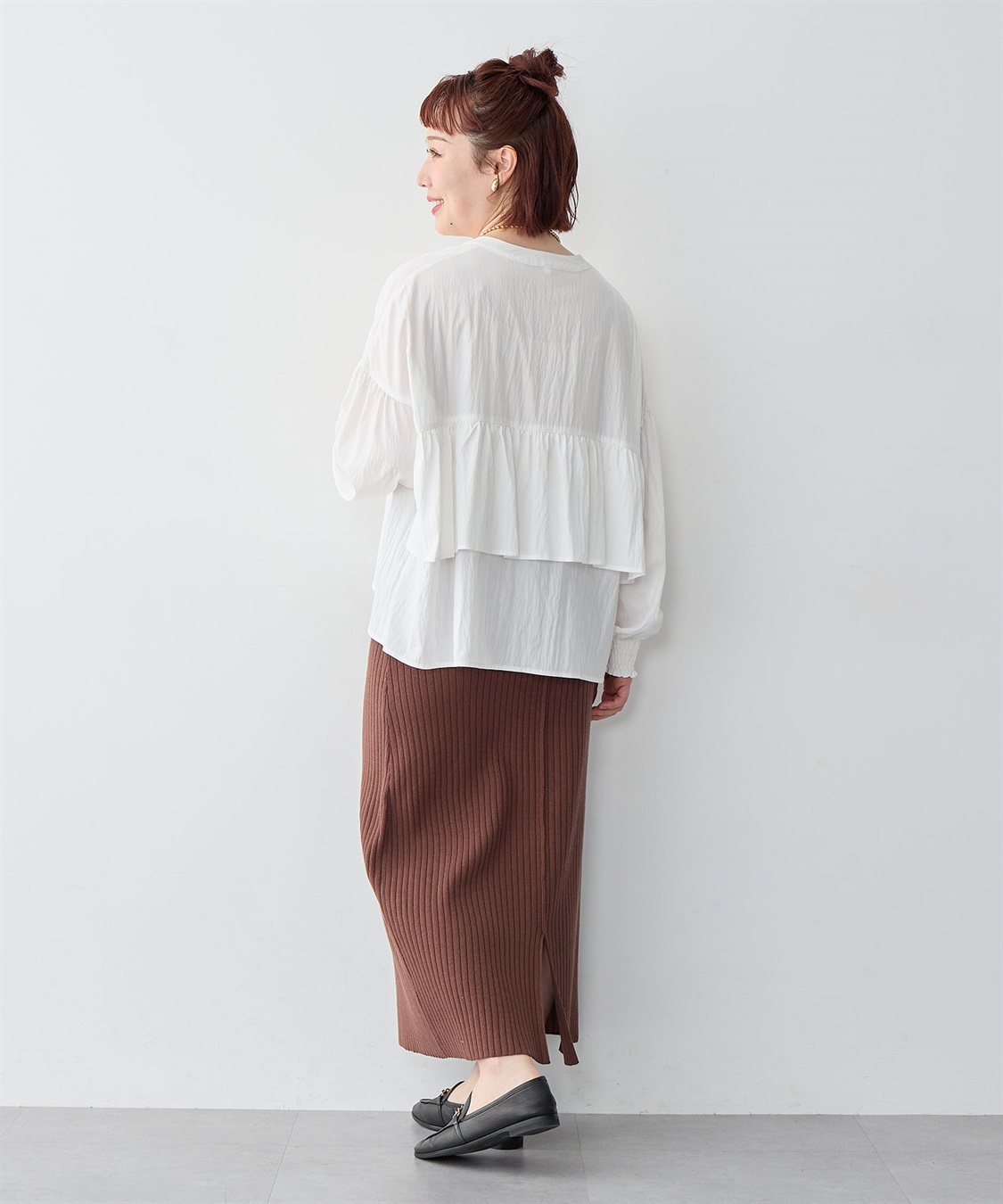 anyfee 【anyfee/大きいサイズ】バックデザインティアードフリルブラウス_sub_20