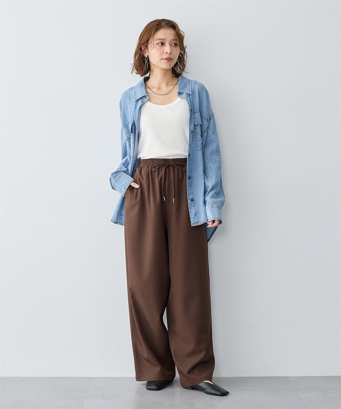 anyfee 【anyfee/大きいサイズ】シアーWポケットデニムシャツ_sub_7