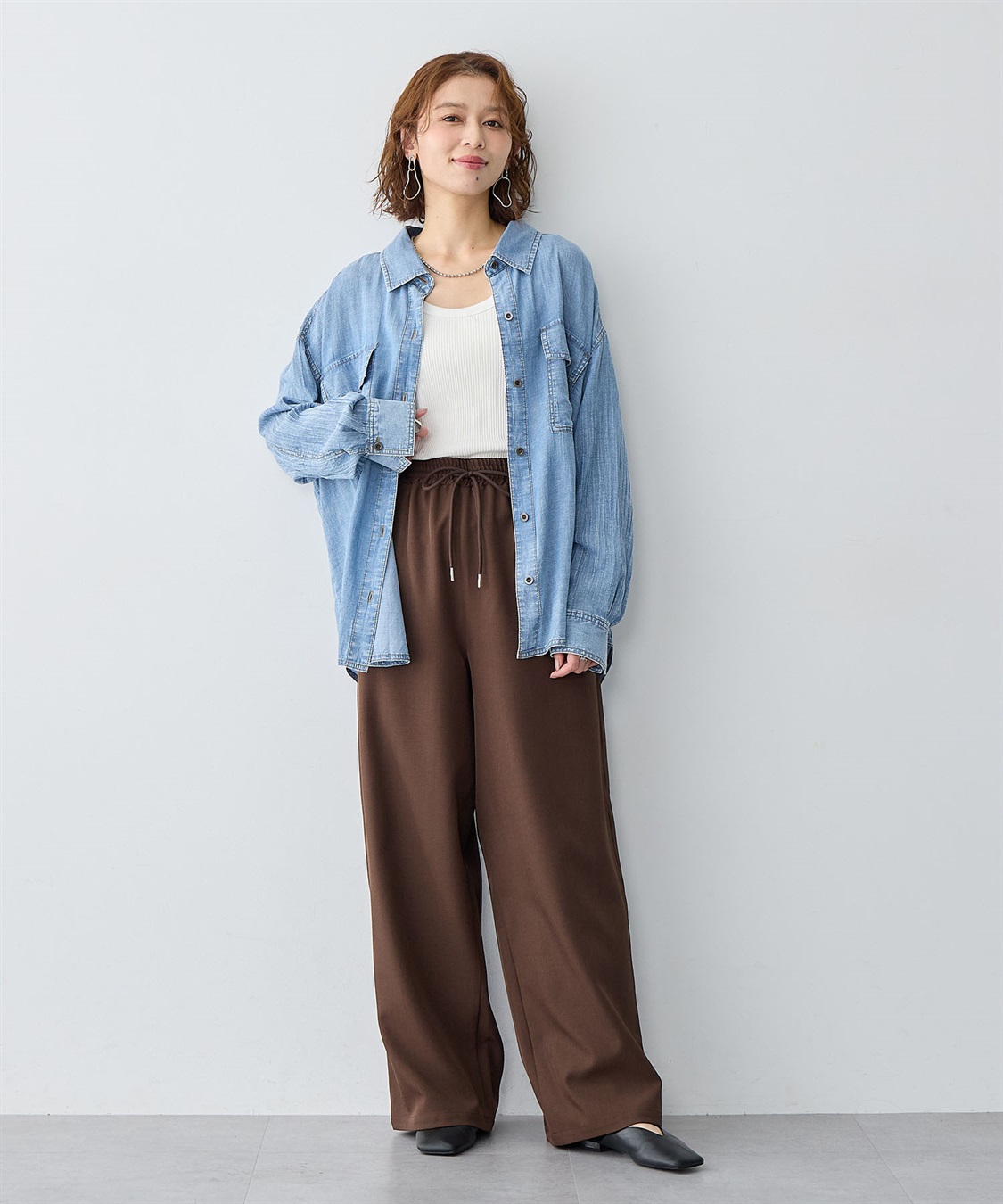 anyfee 【anyfee/大きいサイズ】シアーWポケットデニムシャツ_sub_8