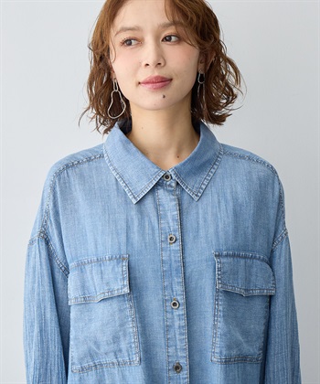 anyfee 【anyfee/大きいサイズ】シアーWポケットデニムシャツ_subthumb_9