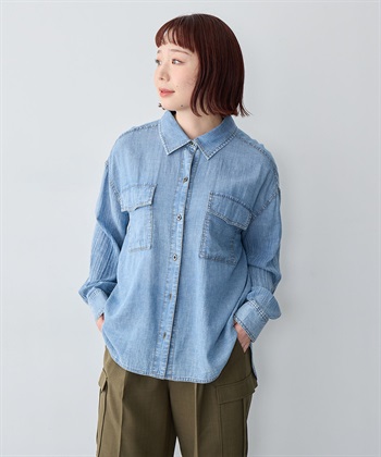anyfee 【anyfee/大きいサイズ】シアーWポケットデニムシャツ_subthumb_16
