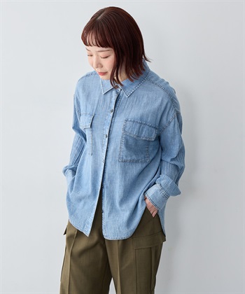 anyfee 【anyfee/大きいサイズ】シアーWポケットデニムシャツ_subthumb_17