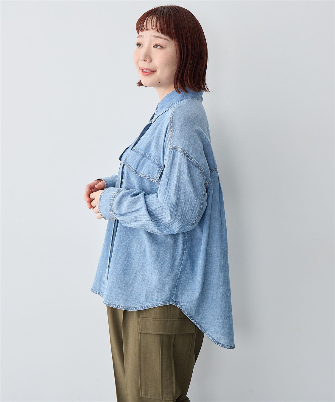 anyfee 【anyfee/大きいサイズ】シアーWポケットデニムシャツ_sub_18