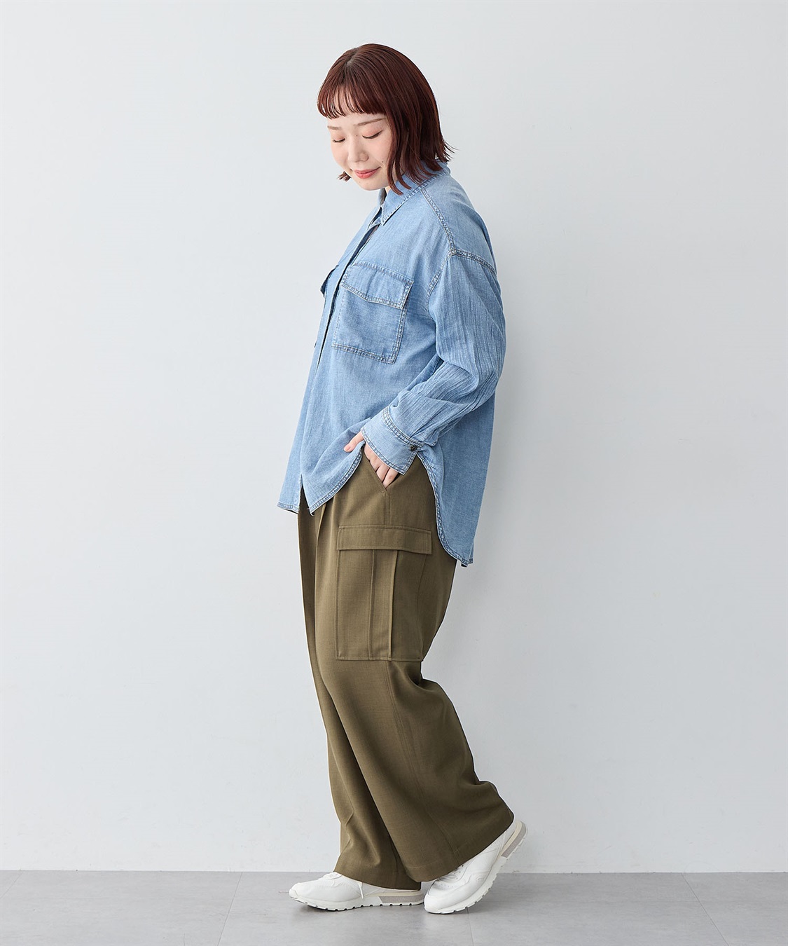 anyfee 【anyfee/大きいサイズ】シアーWポケットデニムシャツ_sub_20