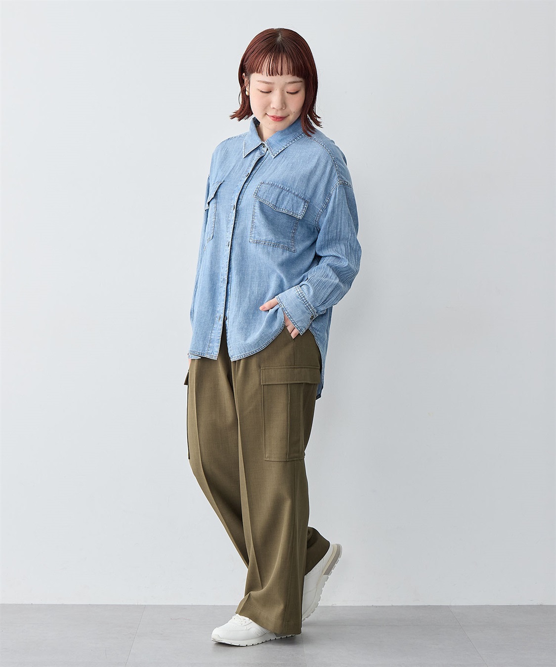 anyfee 【anyfee/大きいサイズ】シアーWポケットデニムシャツ_sub_22