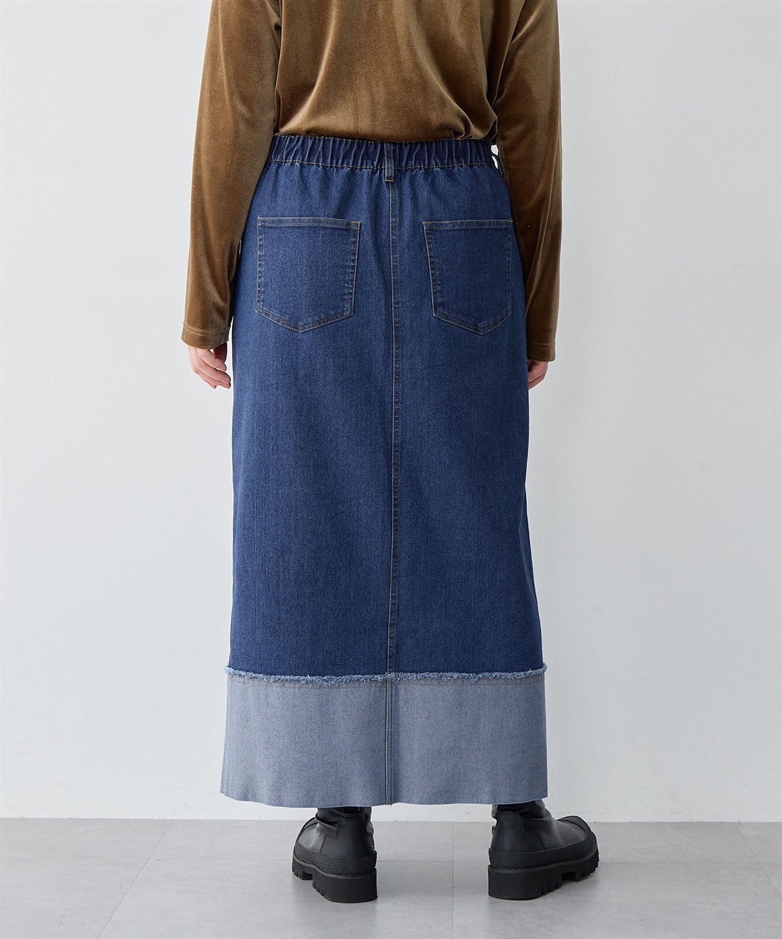 anyfee 【anyfee/大きいサイズ】ロールアップ風デニムスカート_sub_5