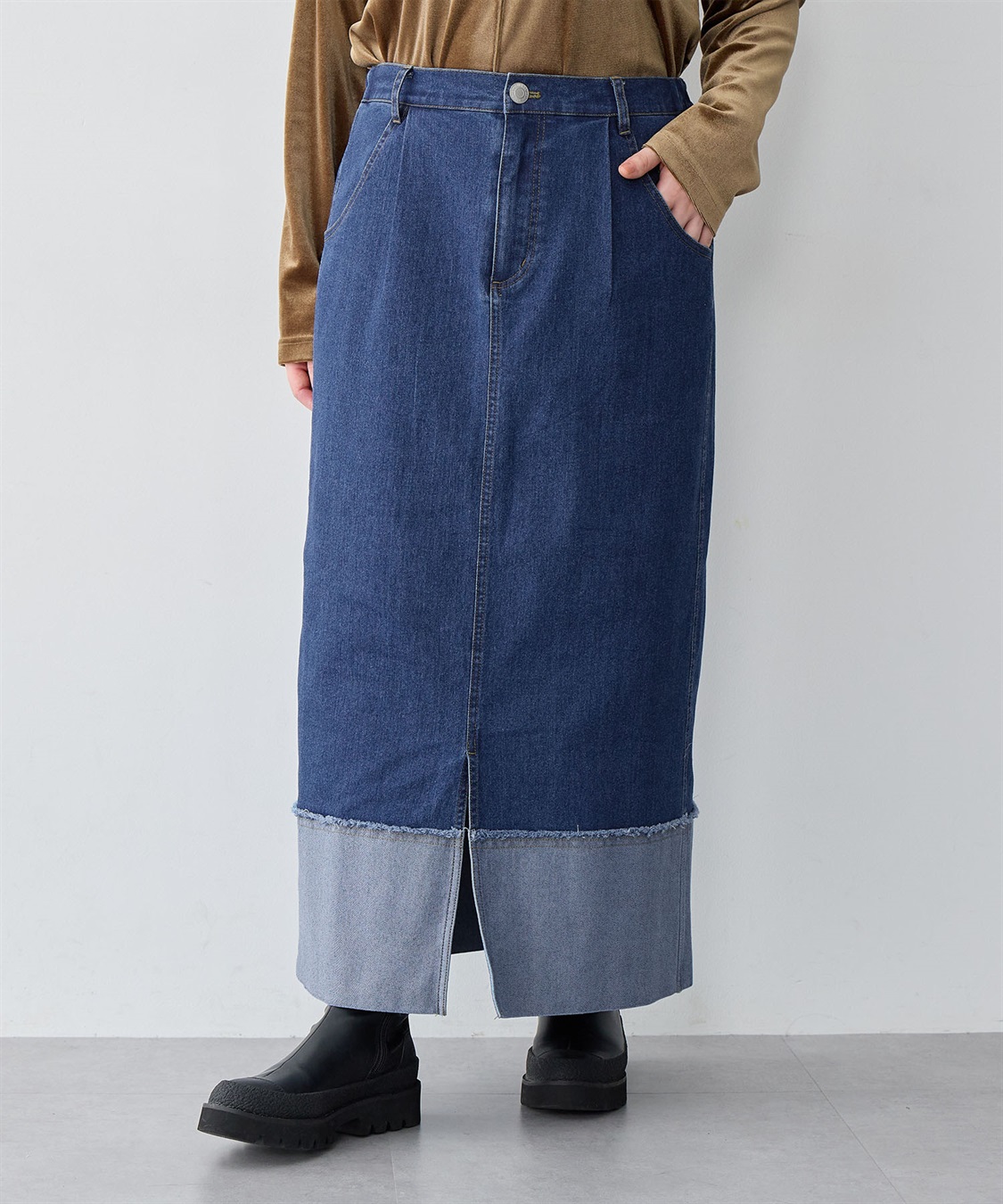 anyfee 【anyfee/大きいサイズ】ロールアップ風デニムスカート_sub_17