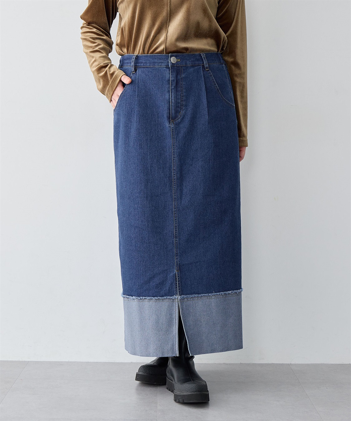anyfee 【anyfee/大きいサイズ】ロールアップ風デニムスカート_sub_18