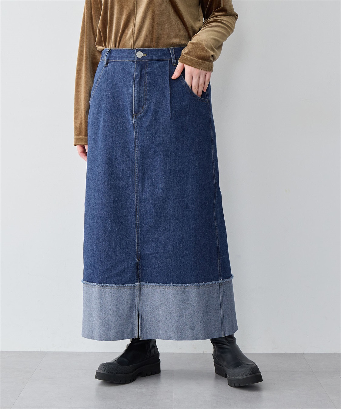 anyfee 【anyfee/大きいサイズ】ロールアップ風デニムスカート_sub_19